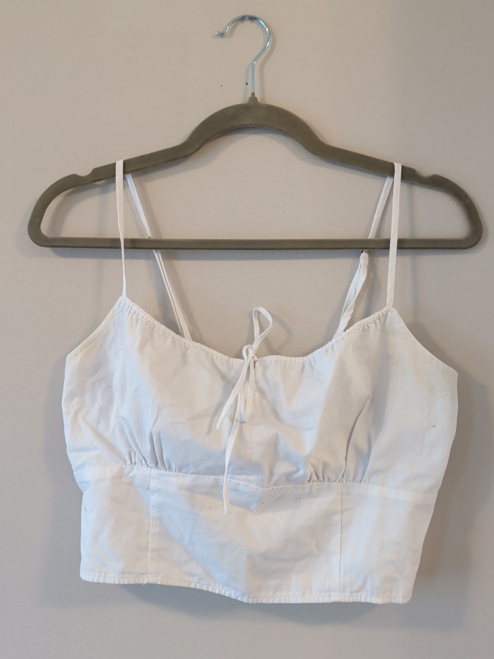 Abercrombie & Fitch Med White Tie-Front Crop Camisole Top